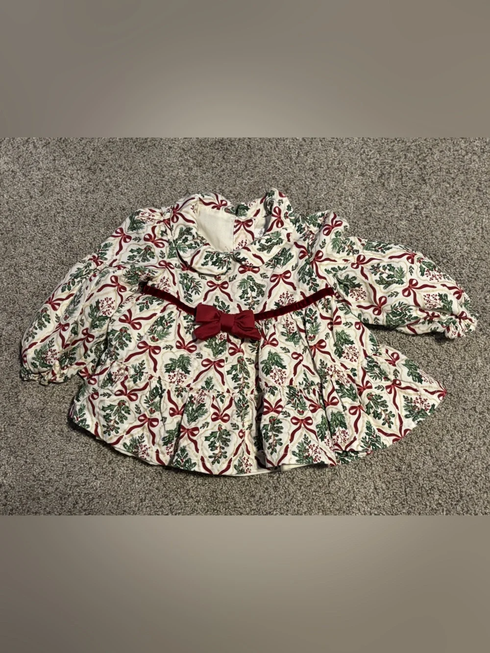Tommy Bahama Cream Holiday Print Dress with Red & Green Accents